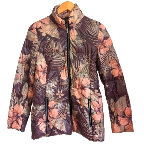 ETAGE Neutrals Floral Bohemian Lightweight Puffer Jacket Size 6 - Picture 2 of 13